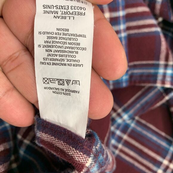L.L Bean Button Shirt Mens Medium Chamois Cloth Flannel Traditional Fit Plaid - Picture 12 of 15